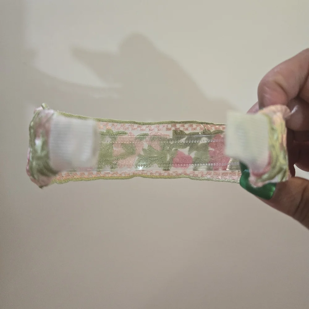 Pink & Green Floral Embroidered Headband
